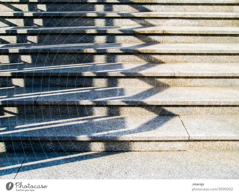 Stair railing shadow on stairs Stairs Light Shadow Shadow play Upward Contrast