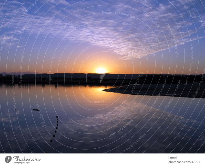 Reflection on the water surface Clouds Sunset Calm Moody Water River Landscape agypt Red Sea Desert Evening