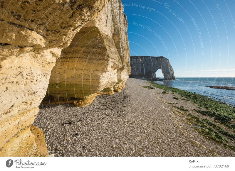 Bay near Etretat. Normandie canal coast steep coast Ocean rock Stone Sea State Beach beach Coast sea France North Sea ocean Sandy beach vacation