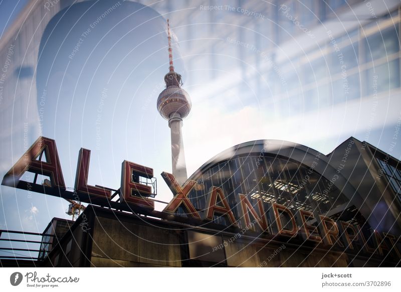 Face in the big city at Alexanderplatz Berlin TV Tower Train station Tourist Attraction Landmark Sightseeing Downtown City trip Capital letter Double exposure
