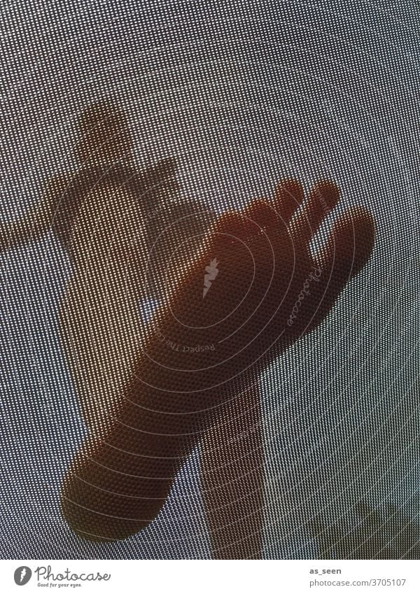 On the trampoline Trampoline Net girl Worm's-eye view from below jumping sheet unusual Fitness Garden fun at home vacation free time Joy Summer Jump Hop Playing