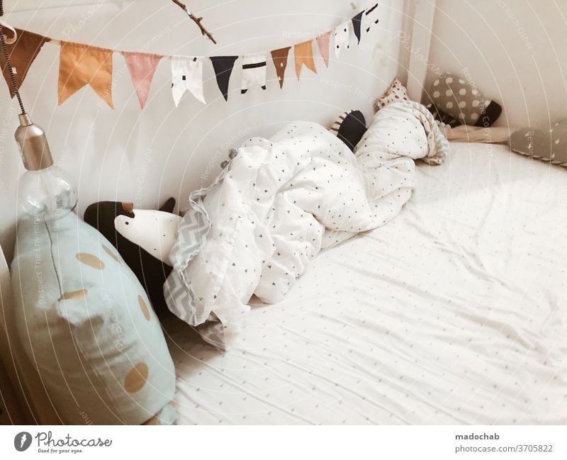 Cot - My home is my castle Bed Child Kinderbetz cuddly Cozy Lifestyle Bedroom luck Sleep Infancy Interior Cute Relaxation Healthy Wake up at home cuddly toy