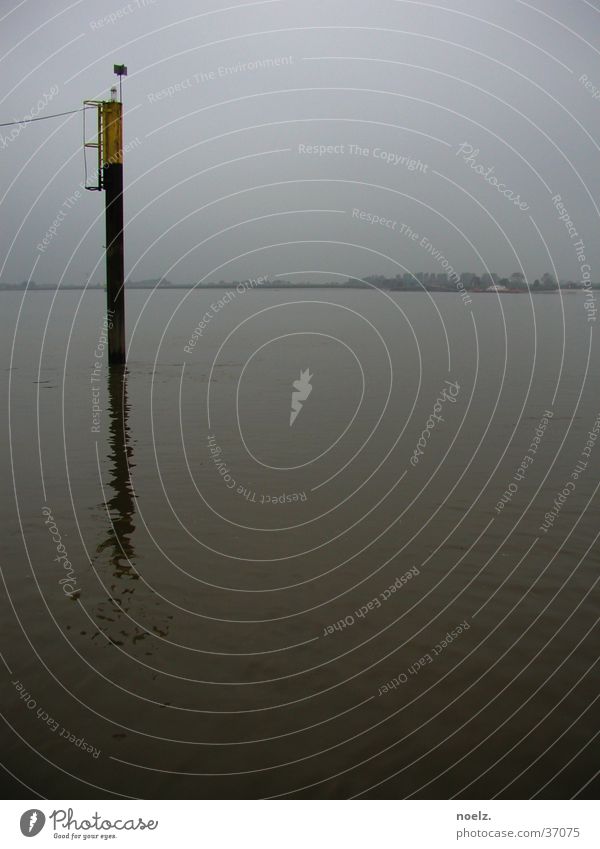 WATER | STAKE | HAZE Ocean Navigation Dreary Gray Fog Europe Water Pole