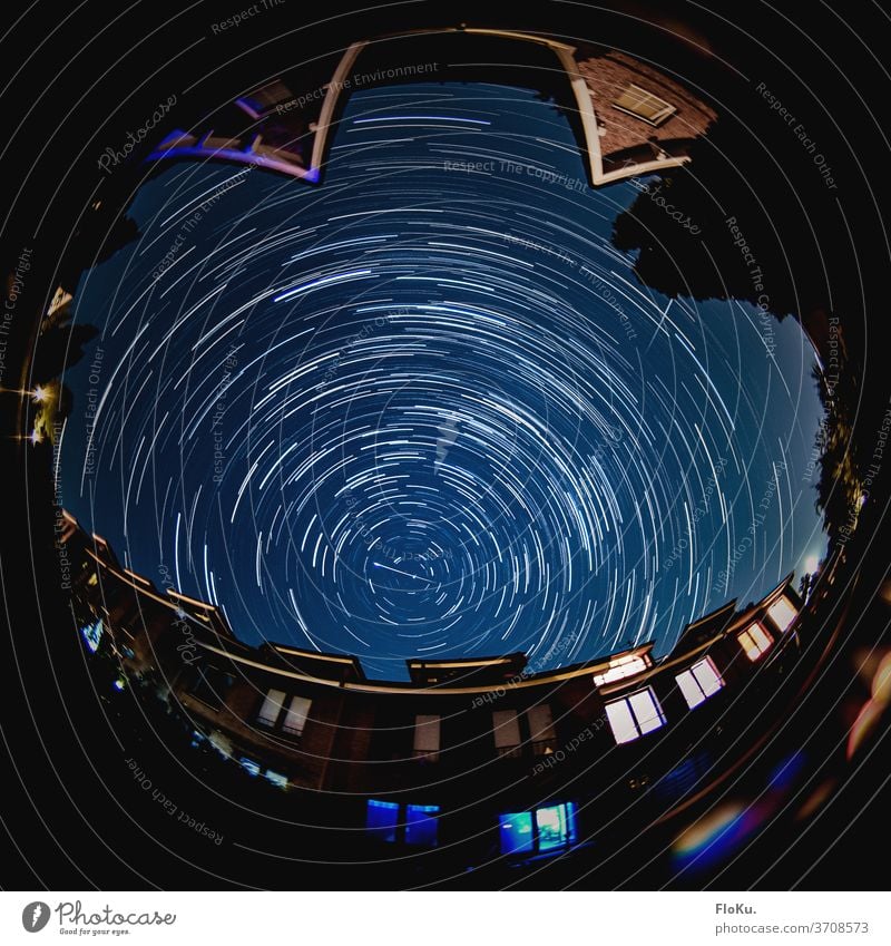 Perseiden 2020 - Long term astrostacking stars Universe Astronomy space Long exposure Astrophotography Night shot Sky clear Meteor Perseids earth rotation Blue
