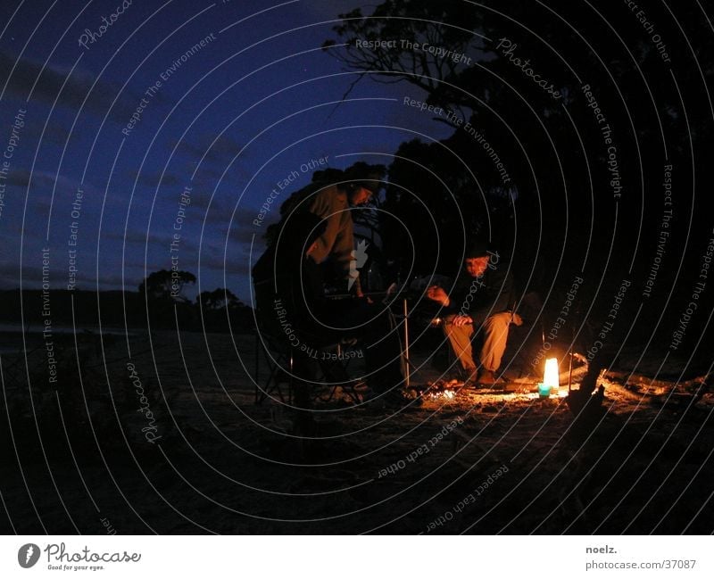 NIGHT BEACH CAMPFIRE Night Dark Beach Ocean National Park Australia Tasmania Burn 3 Mobile home Bay Fireplace Blaze Human being Sky