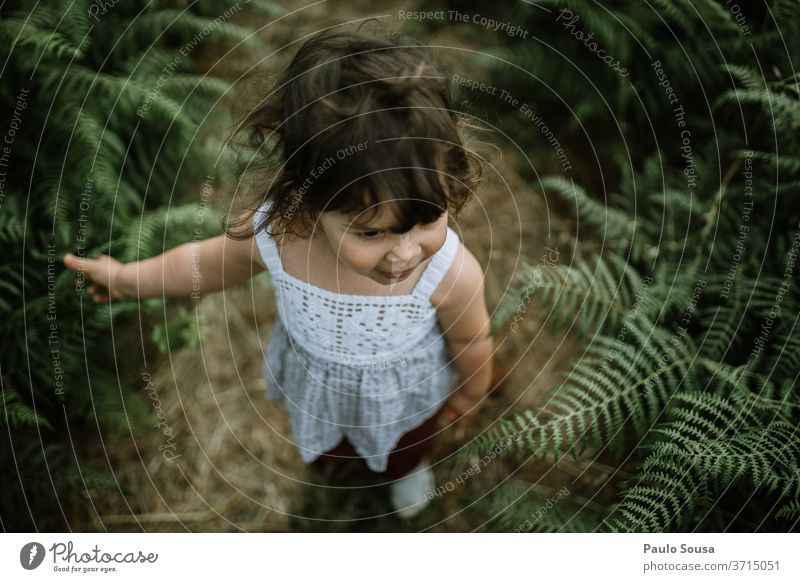 Child on a field of fern Children's game Toddler Nature Fern 1 - 3 years Colour photo Infancy Human being Playing Exterior shot Leisure and hobbies Happy