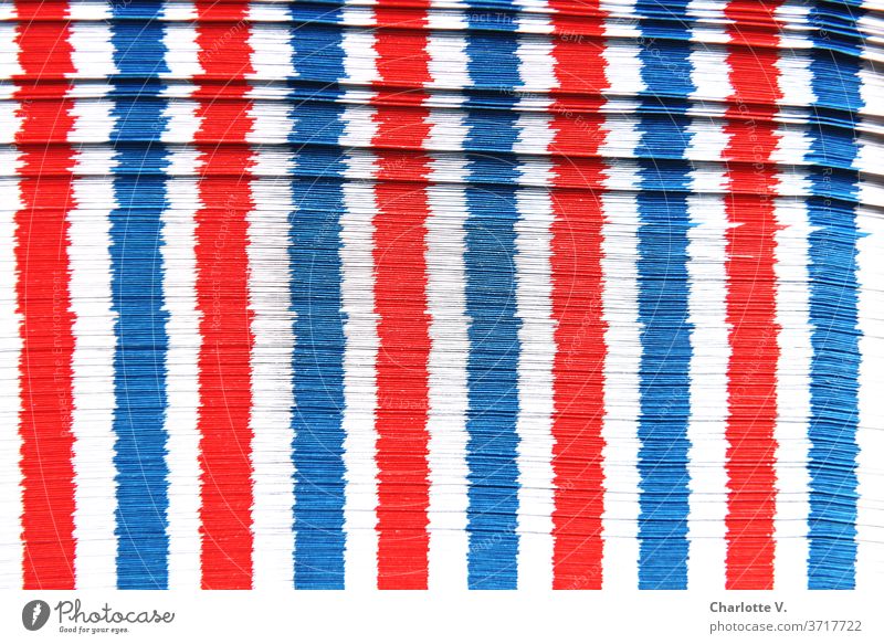 Airmail envelope play | red-white-blue longitudinal stripes with squares Structures and shapes Things Stripe Red Blue White Abstract Pattern Colour photo