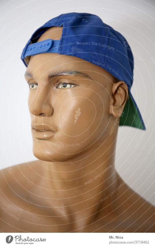 cool dolly Mannequin cap Decoration Clothing Doll Shop window Looking Lifestyle Fashion Model Naked Blue tanned Baseball cap baseball caddy Face Accessory