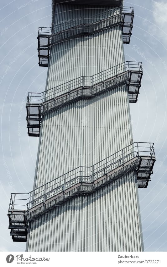 metal pillars with stairs, heating power station piers Metal staircases Thermal power station Energy Power Generation Industry Industrial plant Environment