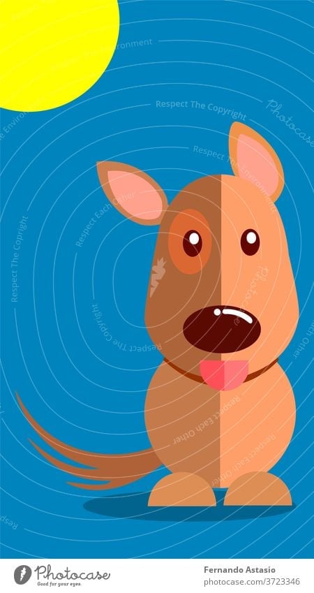 Smiling dog with tongue sticking out vector illustration with blue background. EPS10 vector real time no people color day contemporary natural lighting