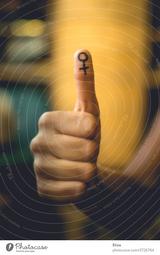 Thumbs up for feminism and emancipation Feminism Emancipation symbol gender equal rights feminine Equality Women's Rights Woman Symbols and metaphors Company