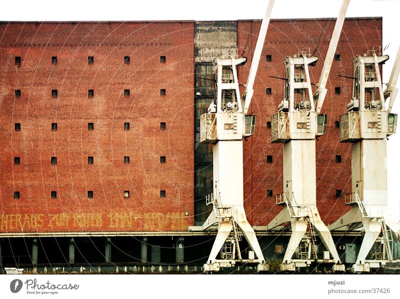 3 cranes Crane Goods Industry Hamburg Harbour shipping Logistics Trip