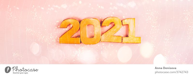 Happy New Year 2021 number digit new year silver eve date january feminine pink decoration christmas glitter shiny calendar festive gold holiday party golden