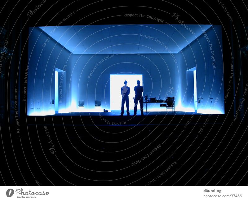 men at work Back-light Man Shadow light accents Room Perspective Blue