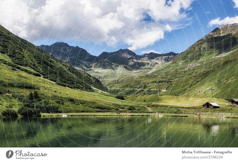 Serfaus-Fiss-Ladis, Austria Serfaus Fiss-Ladis Alps mountains valleys Lake Landscape Nature Chalet vacation Mountain huts wooden huts Grass Willow tree Meadow