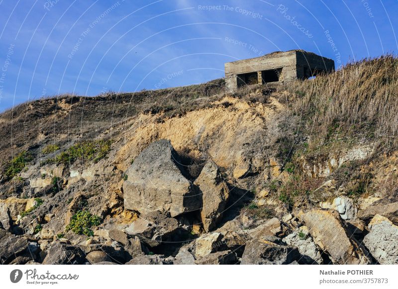 Blockhouse on the cliff on the opal coast blockaus vestige war calais nord beach sky shore outdoor sea scenic scenery tourism rocky travel water summer seascape