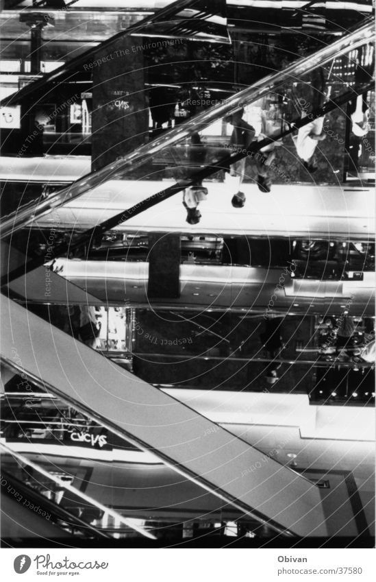 department store Shopping center Mirror Escalator New York City Architecture Human being Glass