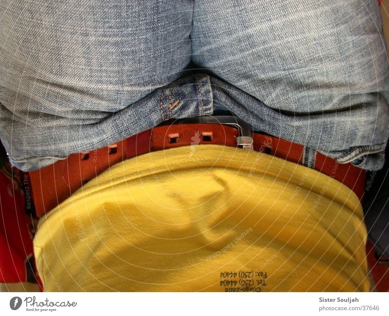 glimpse T-shirt Belt Yellow Human being Jeans Detail