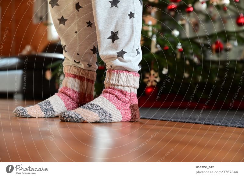 Christmas time and dirty outfit with wool socks Christmas & Advent Wool socks Christmas tree advent season stars Living room Indoor Warmth Winter floor wood