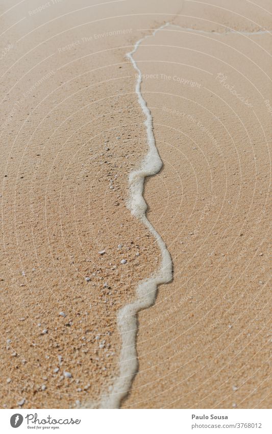 Sea foam line SEA Foam Beach Sand Sandy beach Exterior shot Colour photo Waves Vacation & Travel Ocean Water Coast Horizon Deserted Relaxation Nature Line lines