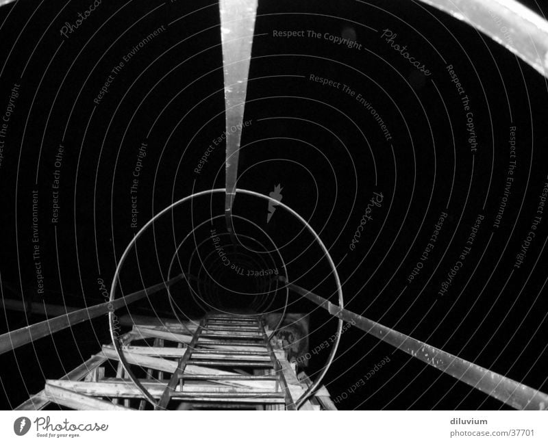 darkness Night Industry Structures and shapes Stair construction Black & white photo Architecture