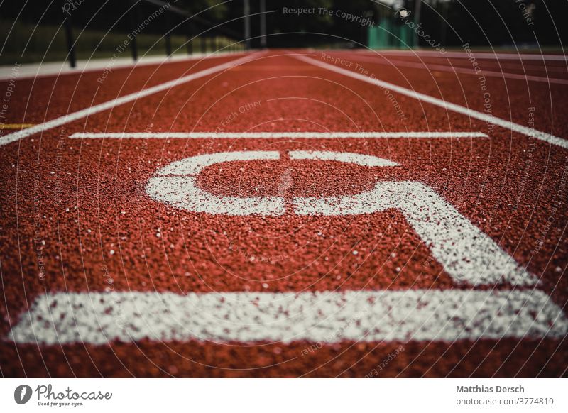 Close-up view of the raceway Sports Track and field athlete Track and Field Running sports Running track Walking Jogging Target Finish line