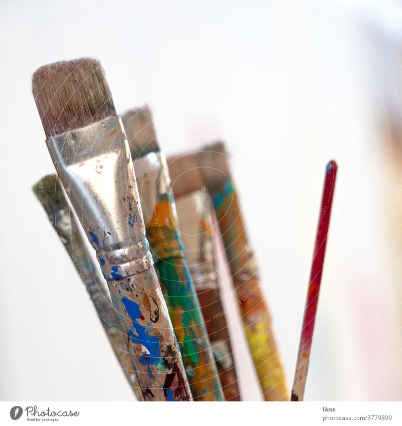 Brush Creative Depot Paintbrush Artist Creativity Leisure and hobbies variegated Colour photo Multicoloured Deserted Artistic Close-up Interior shot Inspiration