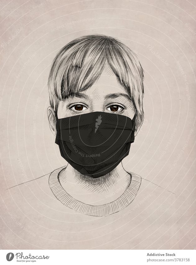 How to draw a beautiful Boy with mask, Boy face pencil sketch