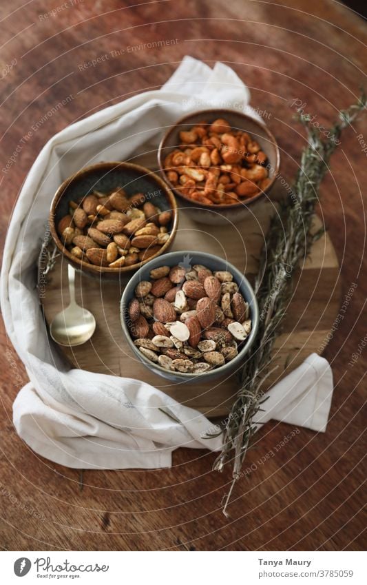 bowls of nuts with spices Eco-friendly Environment Interior shot protein healthy eating abundance close up vegan healthy lifestyle indoor nourishment tasty