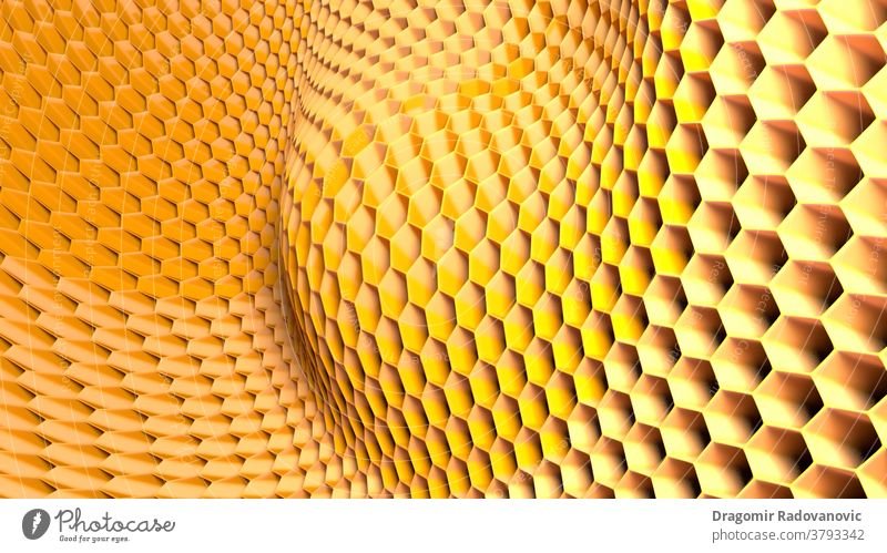 3d illustration of hexagonal abstract honeycomb structure. 3d render Honecomb Light art backdrop background banner bees beeswax digital futuristic health