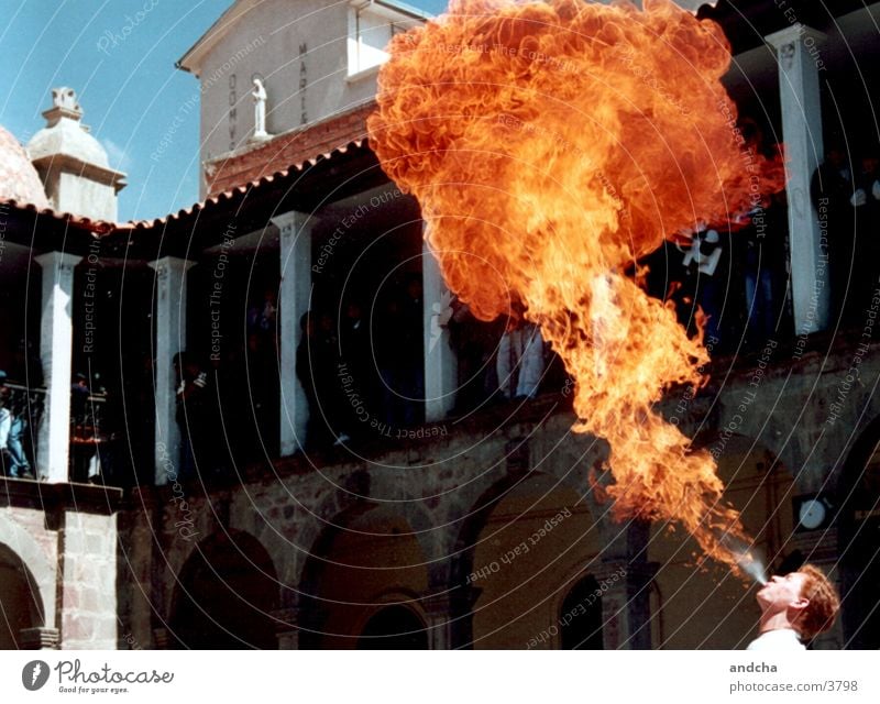 fire-eaters Fire Fire-eater Flame Man Bolivia Shows Street Audience La Paz