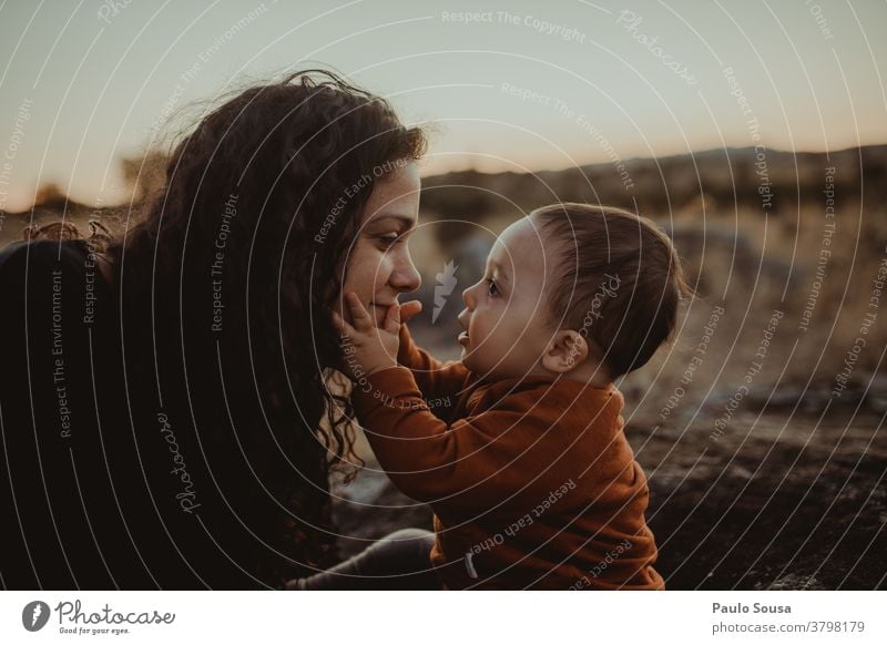 Mother and son in the fields Together togetherness motherhood Mother's Day Mother with child Toddler Love Child Family & Relations Lifestyle Infancy Parents