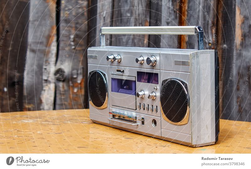 Old vintage green tape recorder - a Royalty Free Stock Photo from Photocase