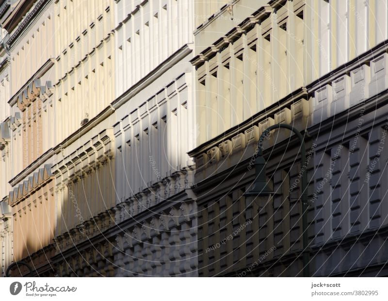 cast shadows on the facades opposite Facade Town house (City: Block of flats) Housefront Sunlight Symmetry Prenzlauer Berg Perspective Architecture Row Equal