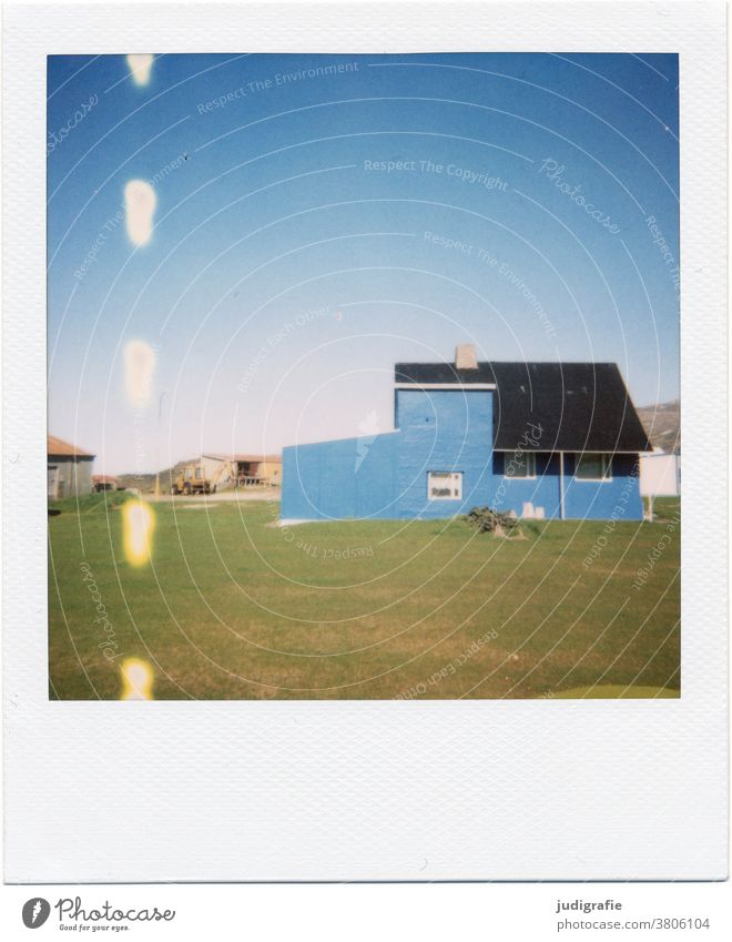 Polaroid of an Icelandic house House (Residential Structure) Landscape dwell Loneliness Building Exterior shot Deserted Colour photo Roof Window Couple