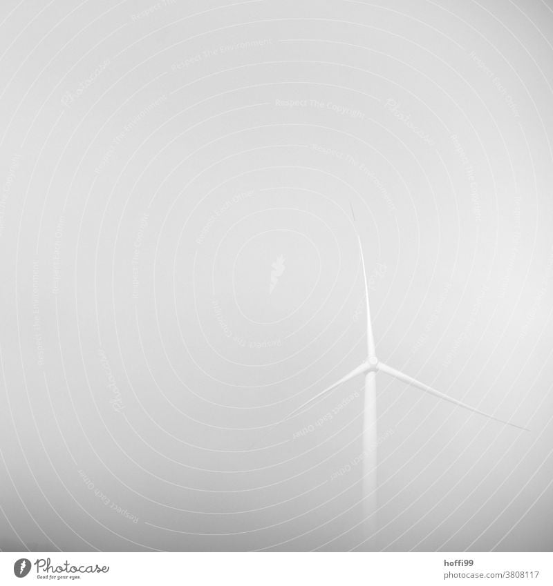 Windmill in the fog Fog Misty atmosphere Shroud of fog Gloomy Industrial heritage Gray Industrial Photography High voltage power line Advancement