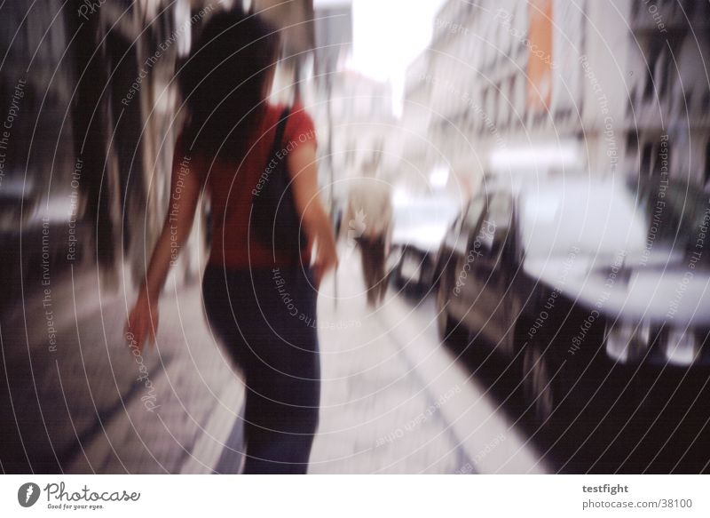 no title Blur Town Lisbon Sidewalk Fatigue Speed Photographic technology Human being Street Movement motion hurry up in hurry almost Haste