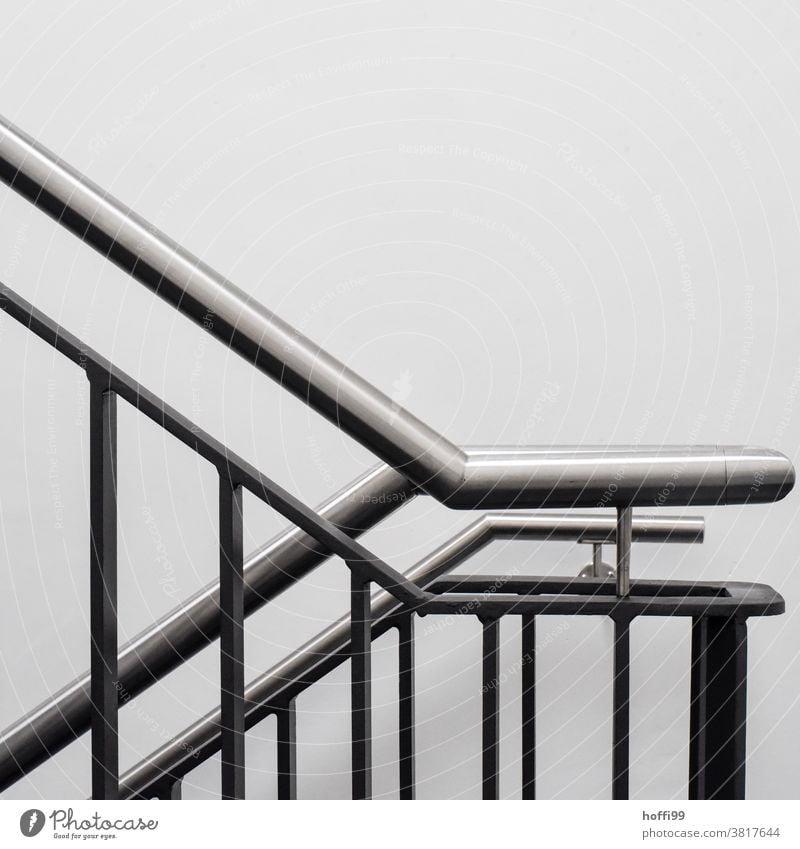 Stair railing, handrail and white wall Railing Banister Stairs Wall (building) Upward Minimalistic minimalism Simple Modern Staircase (Hallway) Downward