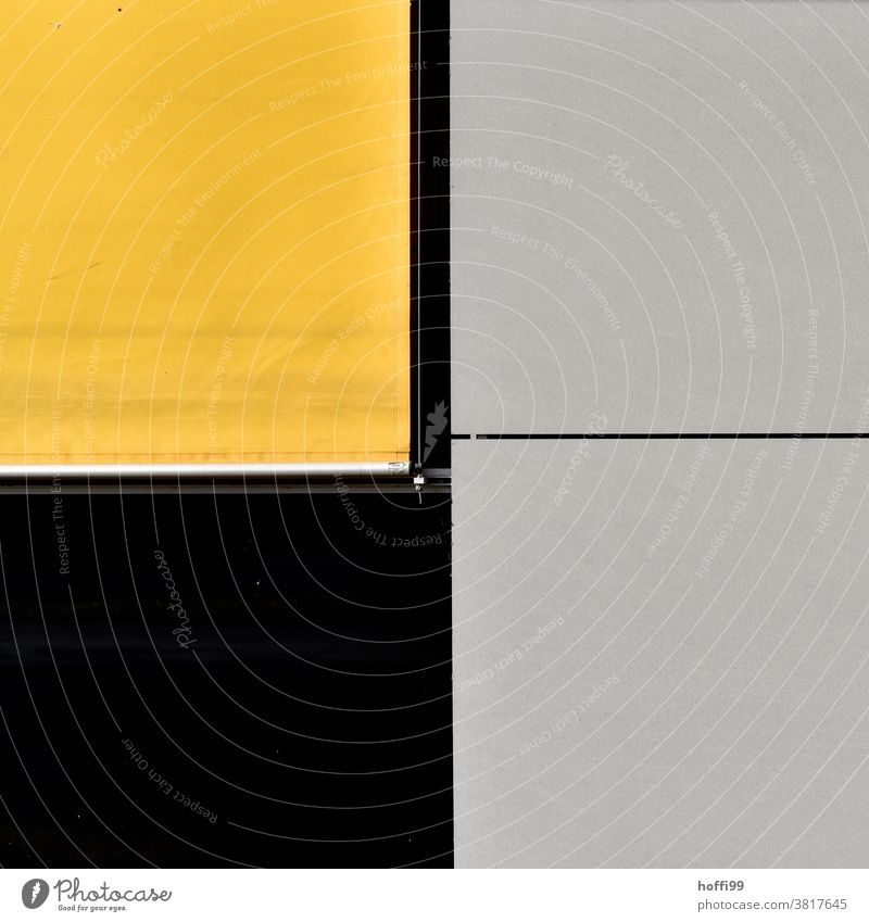 yellow roller blind with black and grey facade elements Roller blind minima minimalism Facade Cladding Architecture abstract background abstract design