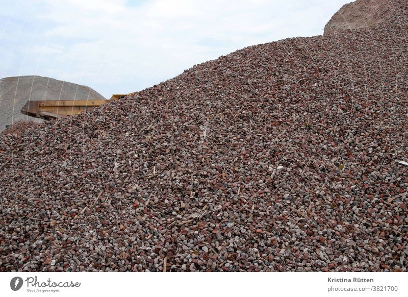 rubble mountains on a large construction site schuttberg Building rubble rubbish gravel stones ballast stones Gravel Material Building material recycling Hill