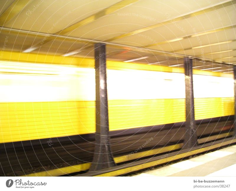 Berlin Underground Railroad Speed Light Yellow Transport Train station Bright