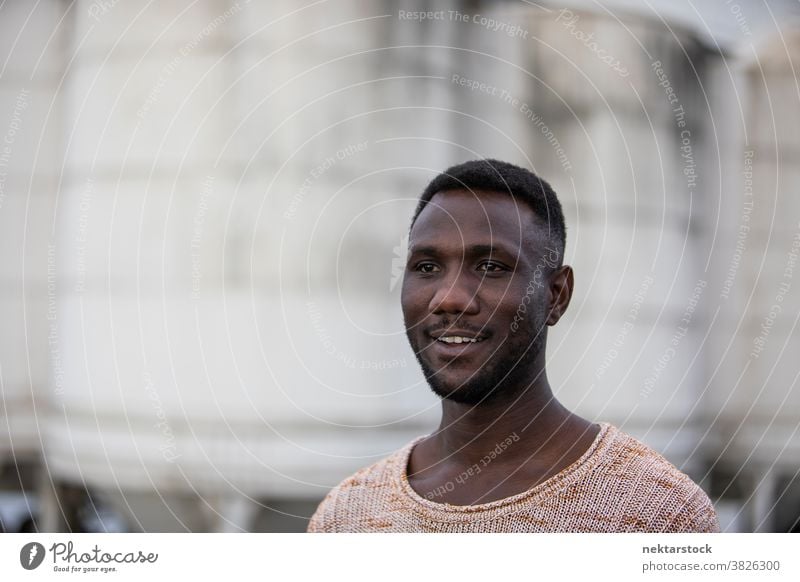 Portrait of Handsome Man Looking Away portrait man face smile black toothy smile African ethnicity looking away genuine side view one person one man only