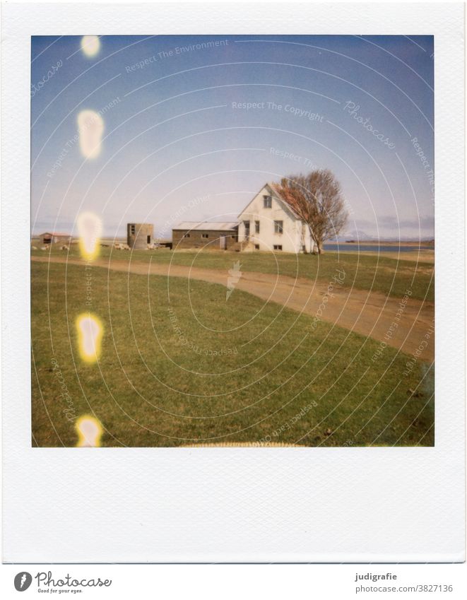 Icelandic house on Polaroid House (Residential Structure) door dwell Colour photo Exterior shot Deserted Building Wall (building) Architecture