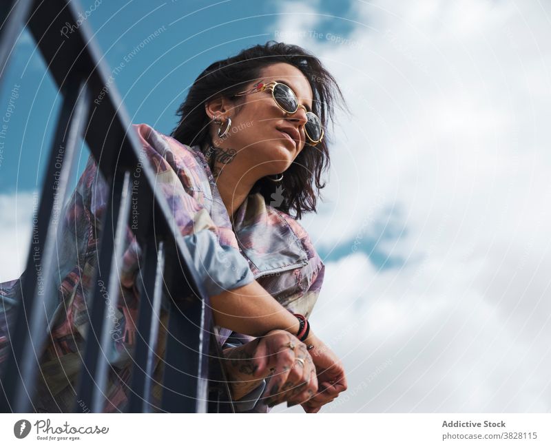 Serious woman on bike in skate park - a Royalty Free Stock Photo from  Photocase
