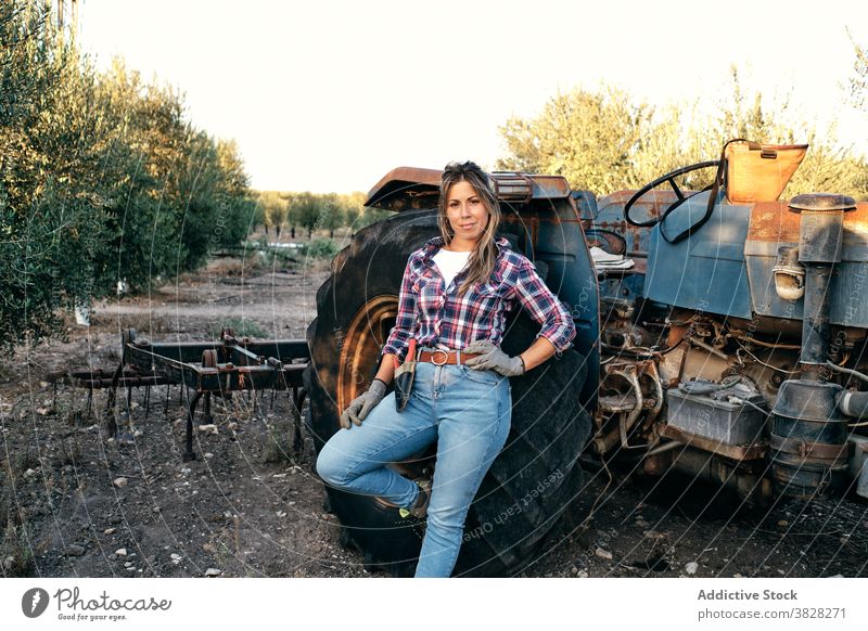 female farmer on tractor