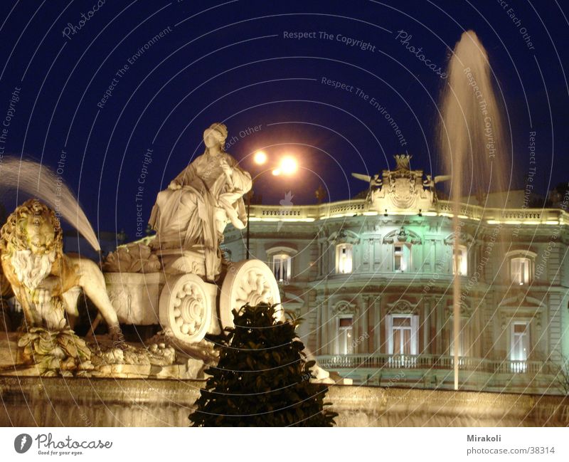 Cibeles Madrid Spain Fountain Places Night Historic