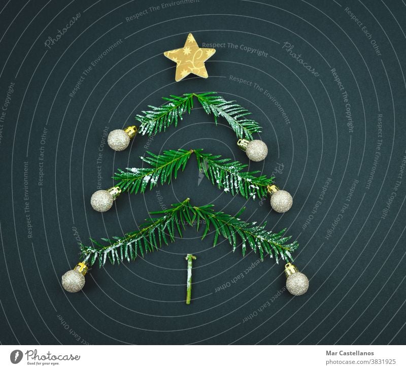 Frame of Christmas tree branches and decorations. - a Royalty Free Stock  Photo from Photocase