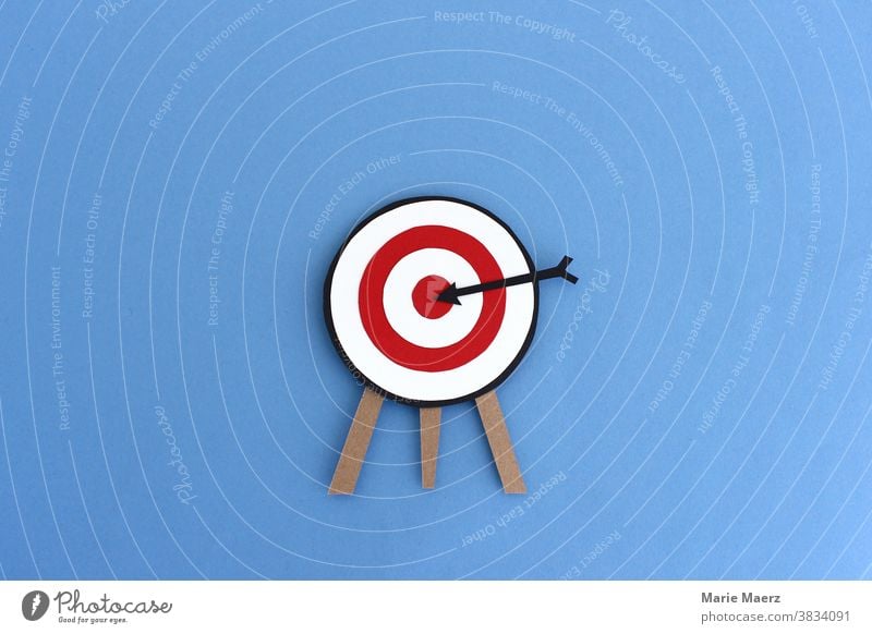 In the middle of the target / target with black arrow in the middle Target Middle meetings Strike Perfect Accuracy Success Business concept Sports Arrow Aim