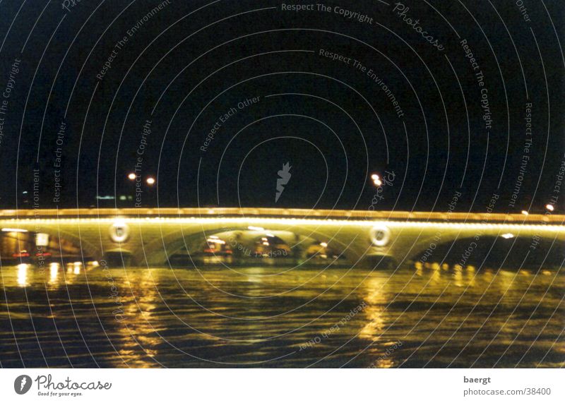 His Bridge in Paris at Night I Seine Flood Water