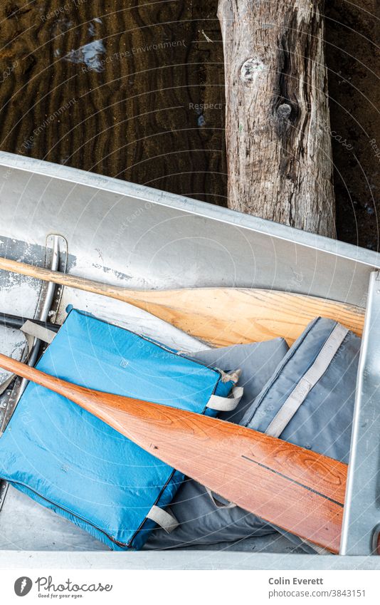 oars in canoe with wood and water texture Canoe Lake Nature Water Colour photo Vacation & Travel Canoe trip Adventure Landscape Calm Environment